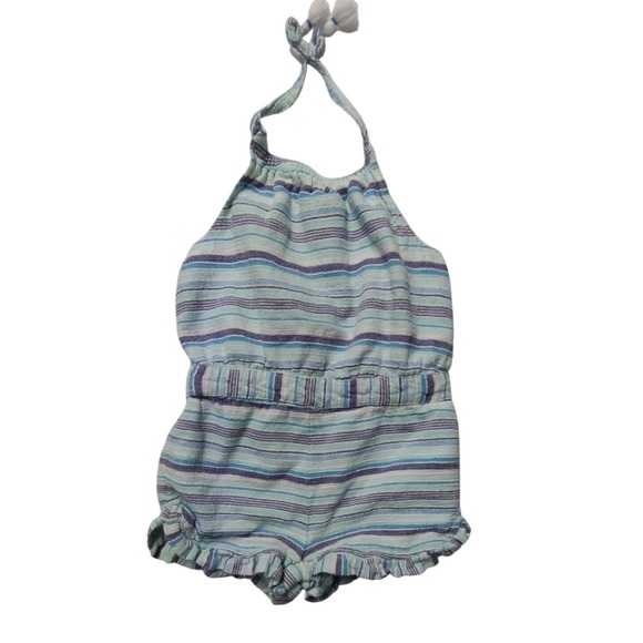 Cynthia Rowley Striped Halter Romper Ruffle Bottoms Casual‎ Play 3T - Picture 1 of 8